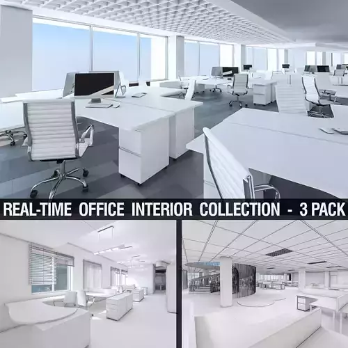Office Interior Collection - 3 Pack Low-poly 3D model