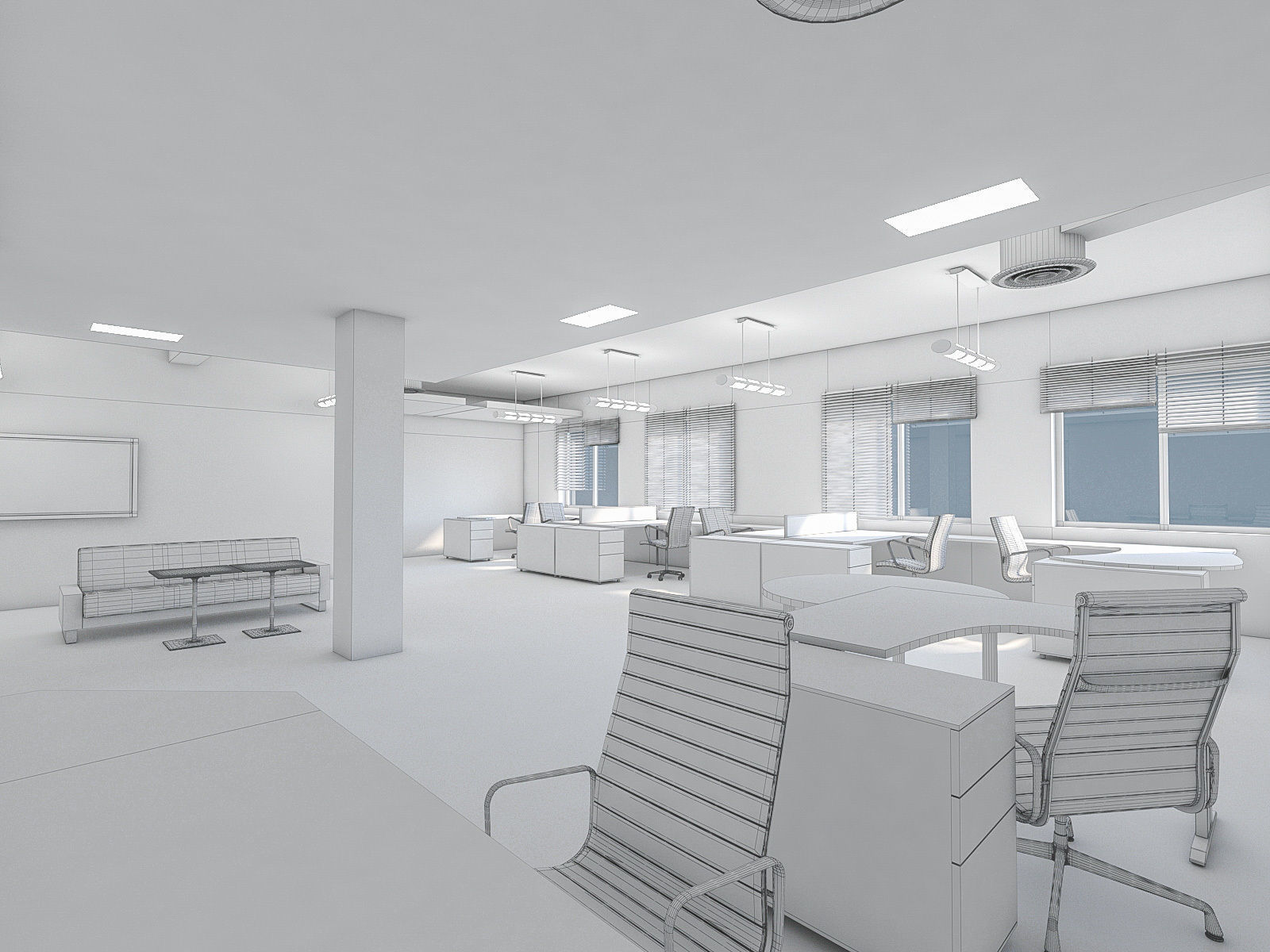 Office Interior Collection - 3 Pack Low-poly 3D model_15