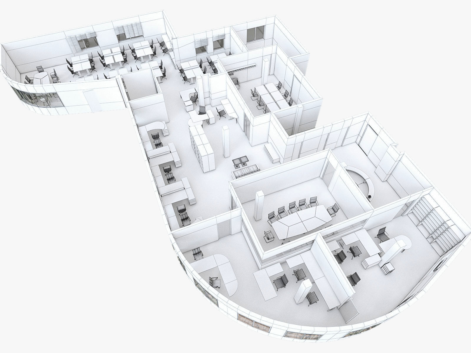 Office Interior Collection - 3 Pack Low-poly 3D model_20