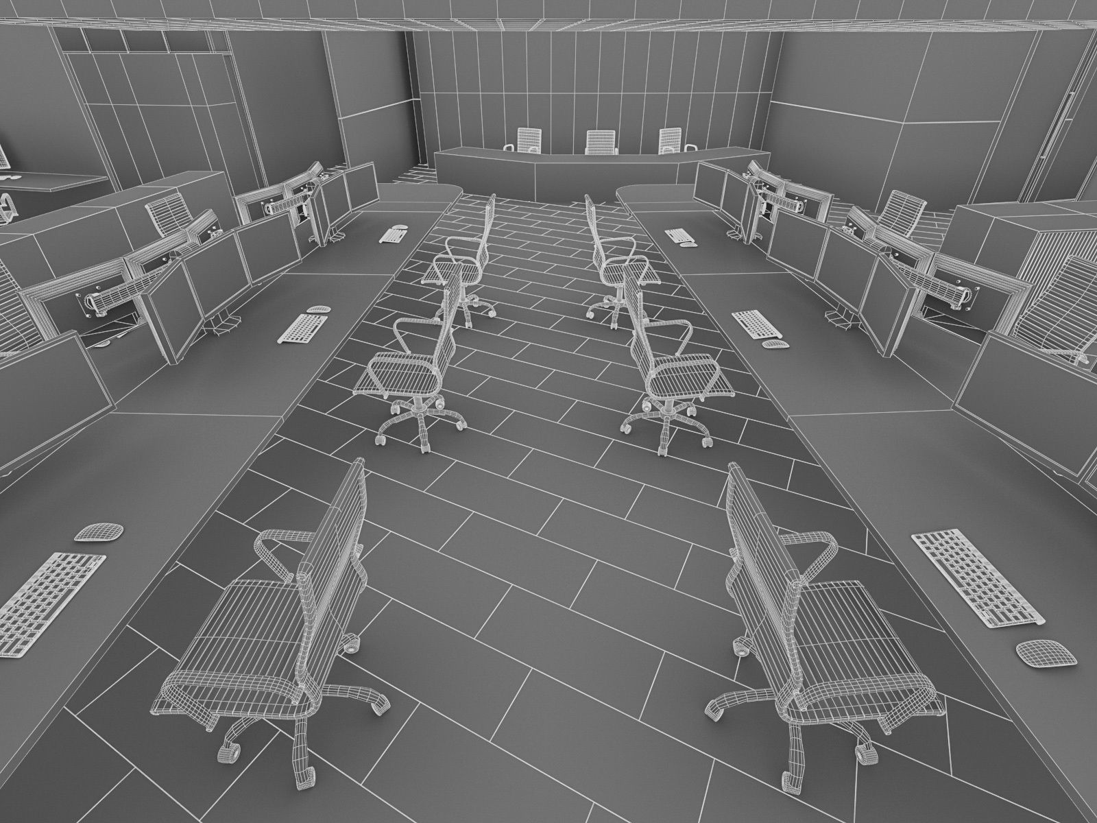 Office Interior Collection - 3 Pack Low-poly 3D model_14