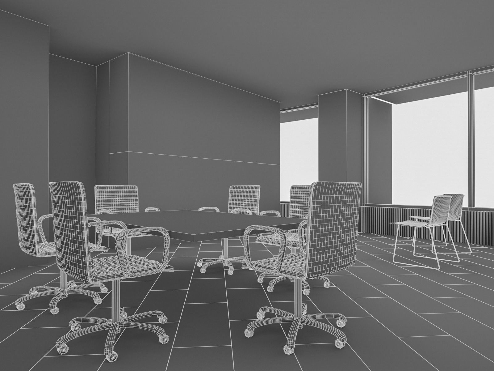Office Interior Collection - 3 Pack Low-poly 3D model_13