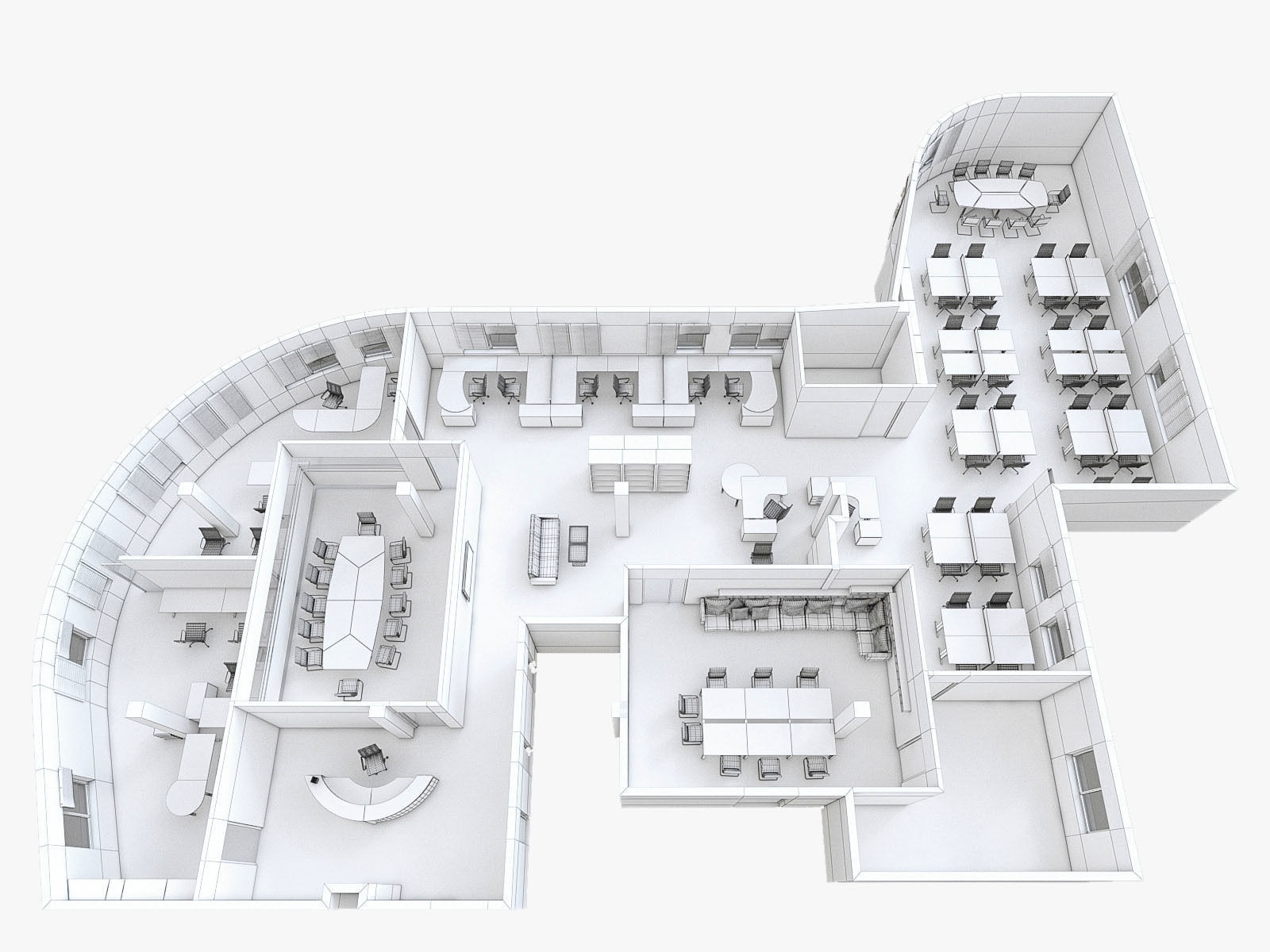 Office Interior Collection - 3 Pack Low-poly 3D model_22