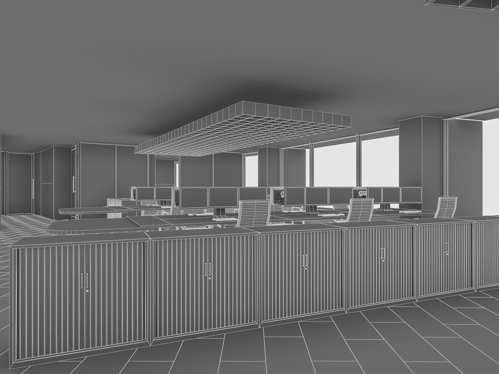 Office Interior Collection - 3 Pack Low-poly 3D model_10