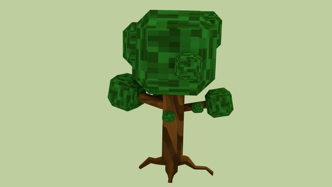 Minecrafty Pixel Tree Free low-poly 3D model
