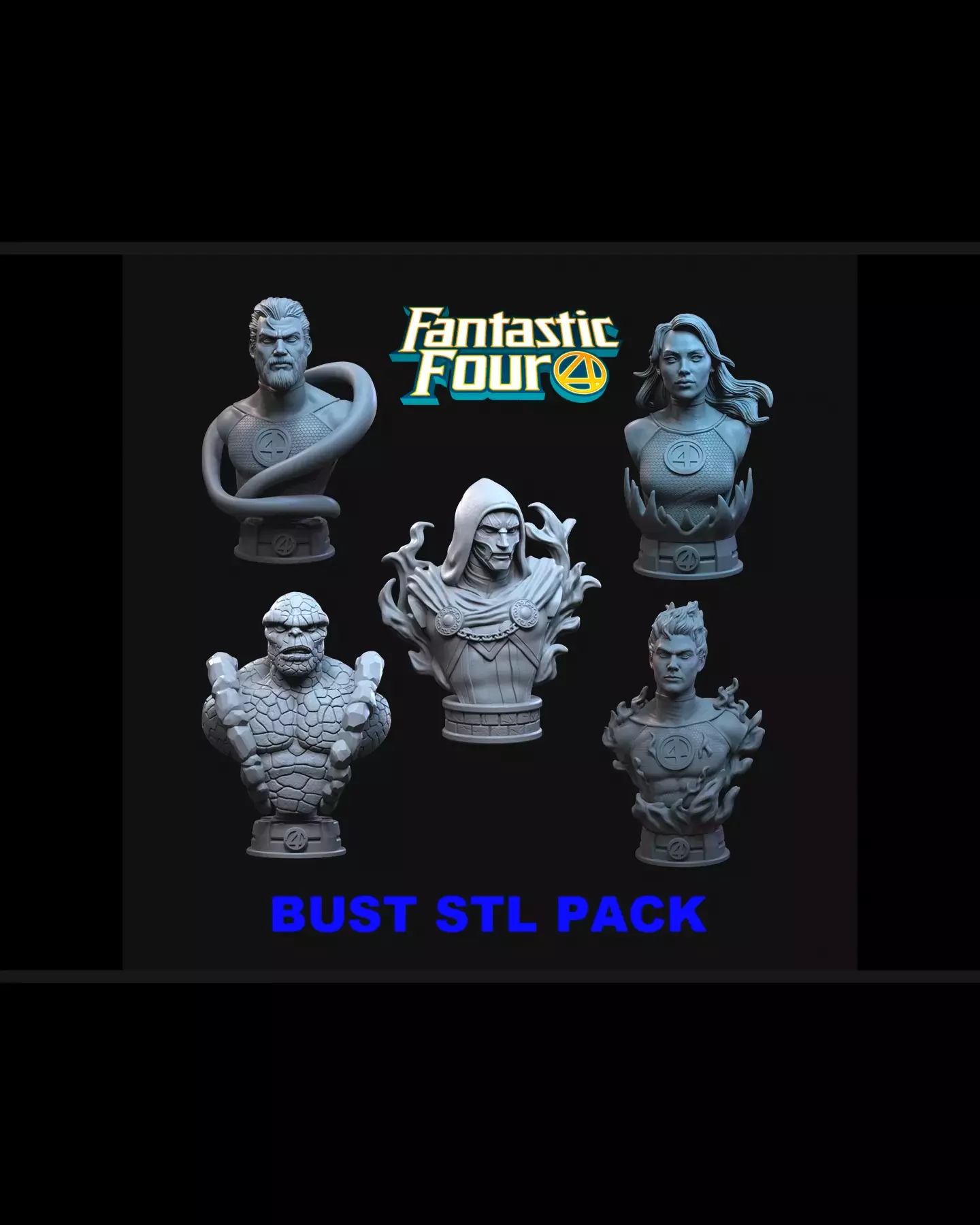 FANTASTIC FOUR BUST COLLECTION 3D PRINT STL 3D print model