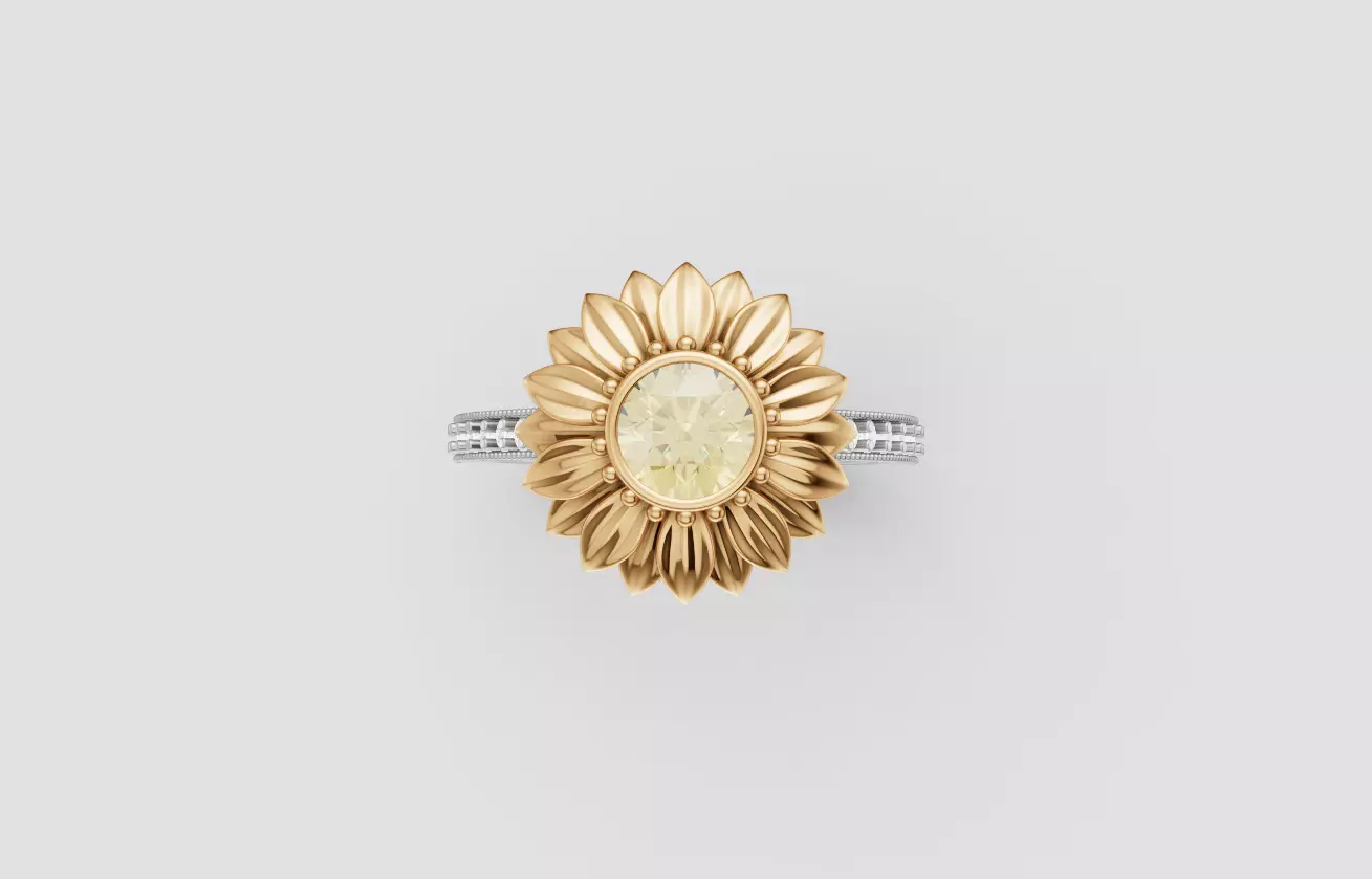 Sunflower Ring Pave Band 3D print model
