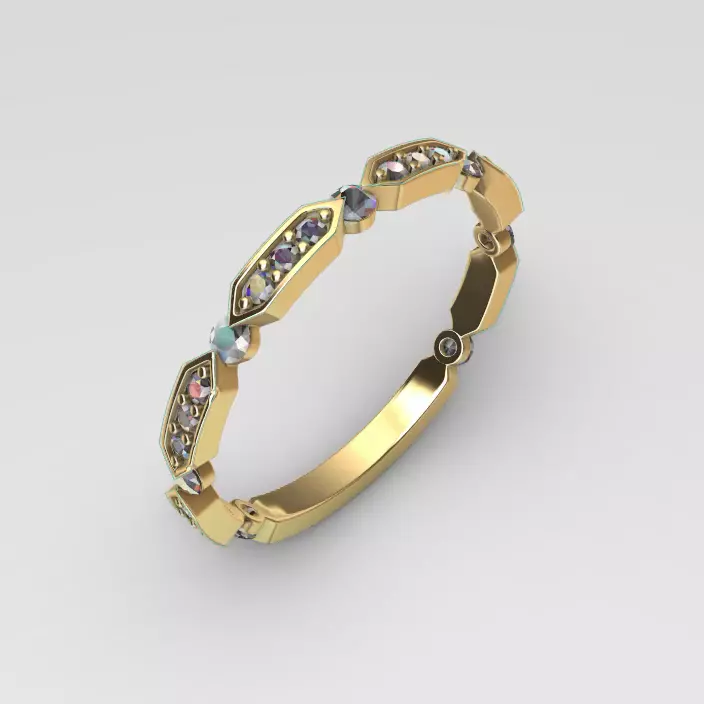 Geometric Hexagon Link Eternity Band diamond Ring 3D print model