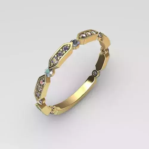 Geometric Hexagon Link Eternity Band diamond Ring