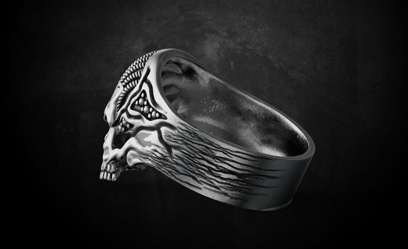 Ring for skull for bikers  78 3D print model_5