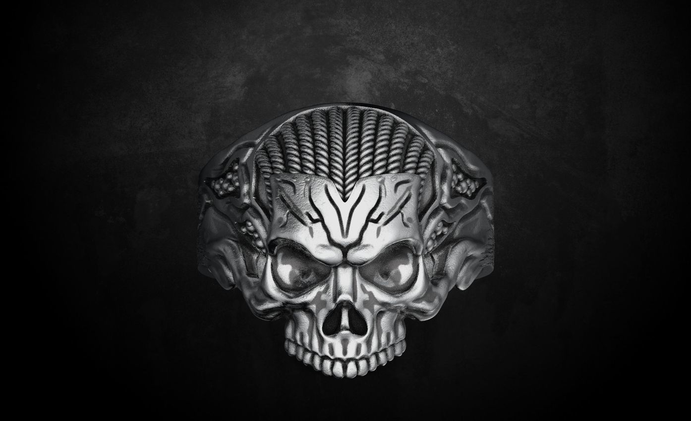 Ring for skull for bikers  78 3D print model_2