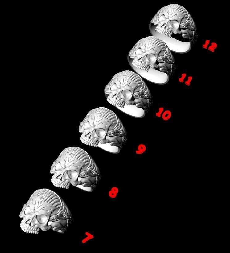 Ring for skull for bikers  78 3D print model_12