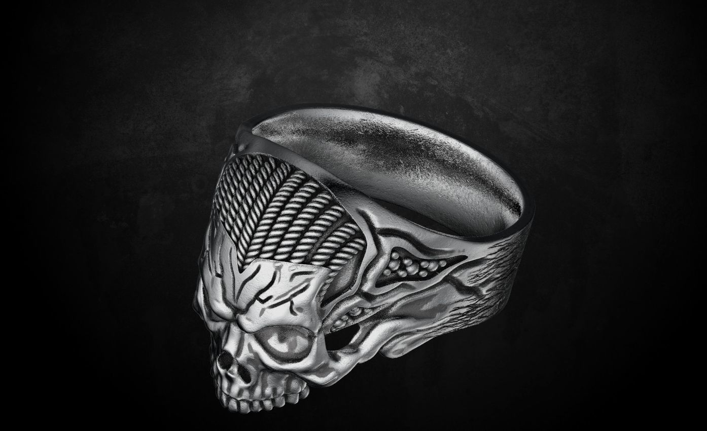Ring for skull for bikers  78 3D print model_4