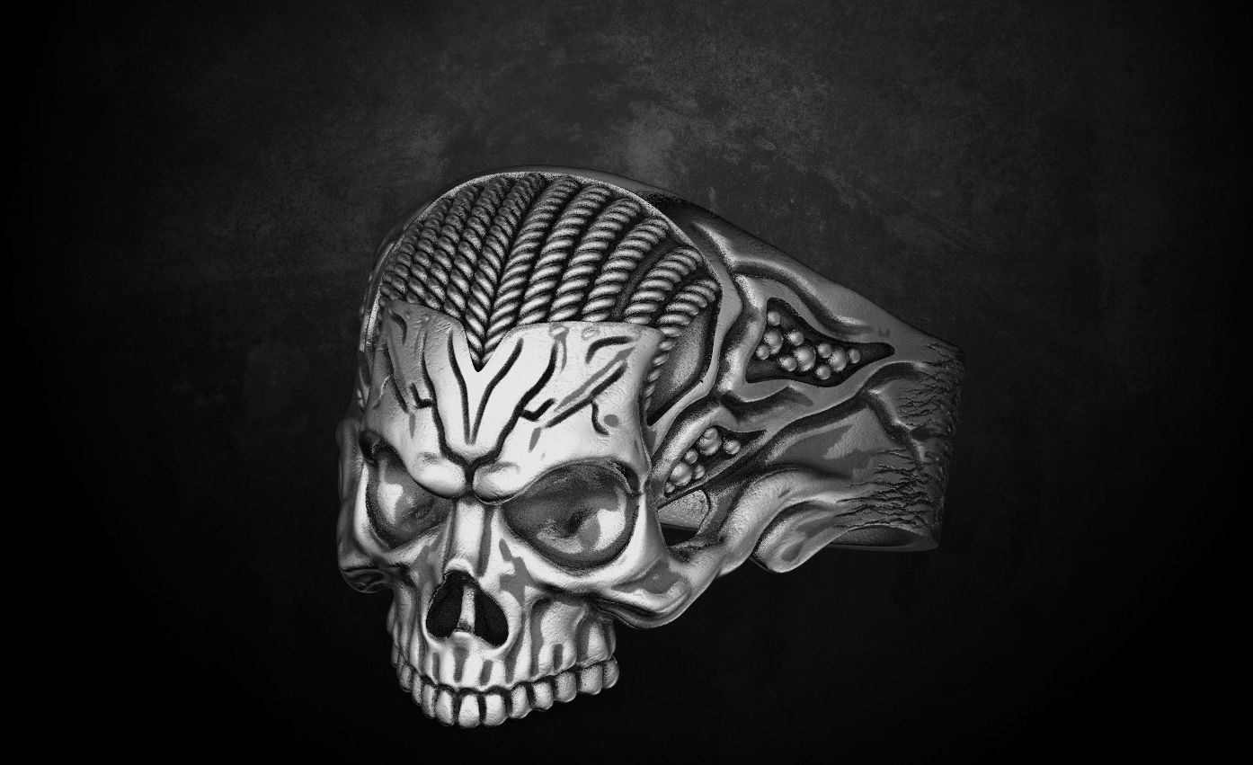 Ring for skull for bikers  78 3D print model_6