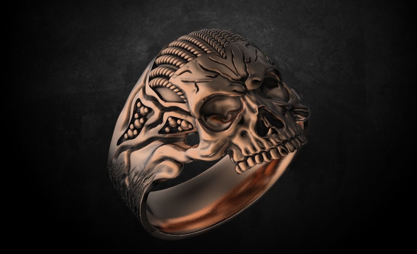 Ring for skull for bikers  78 3D print model_3