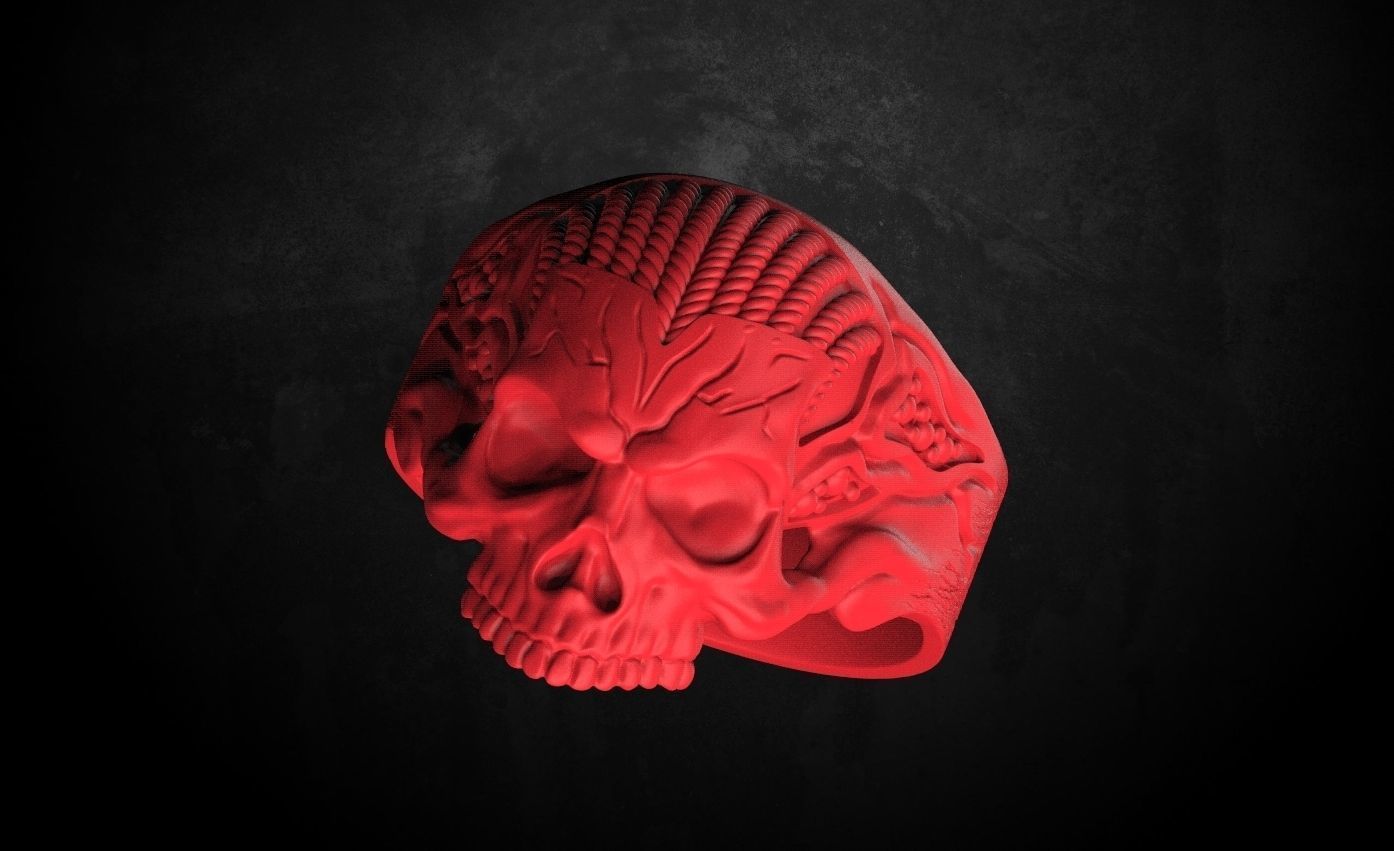 Ring for skull for bikers  78 3D print model_9