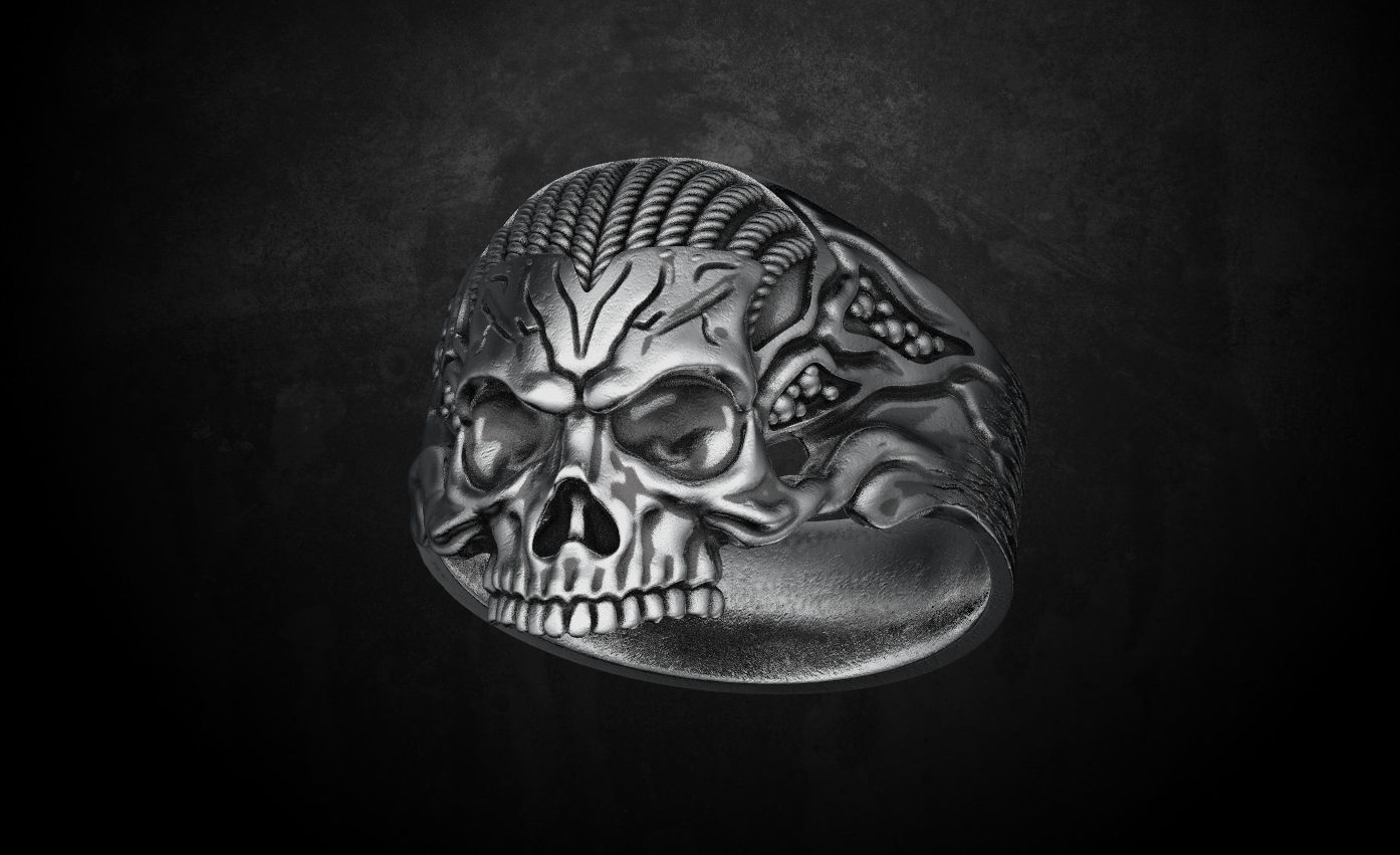 Ring for skull for bikers  78 3D print model_8