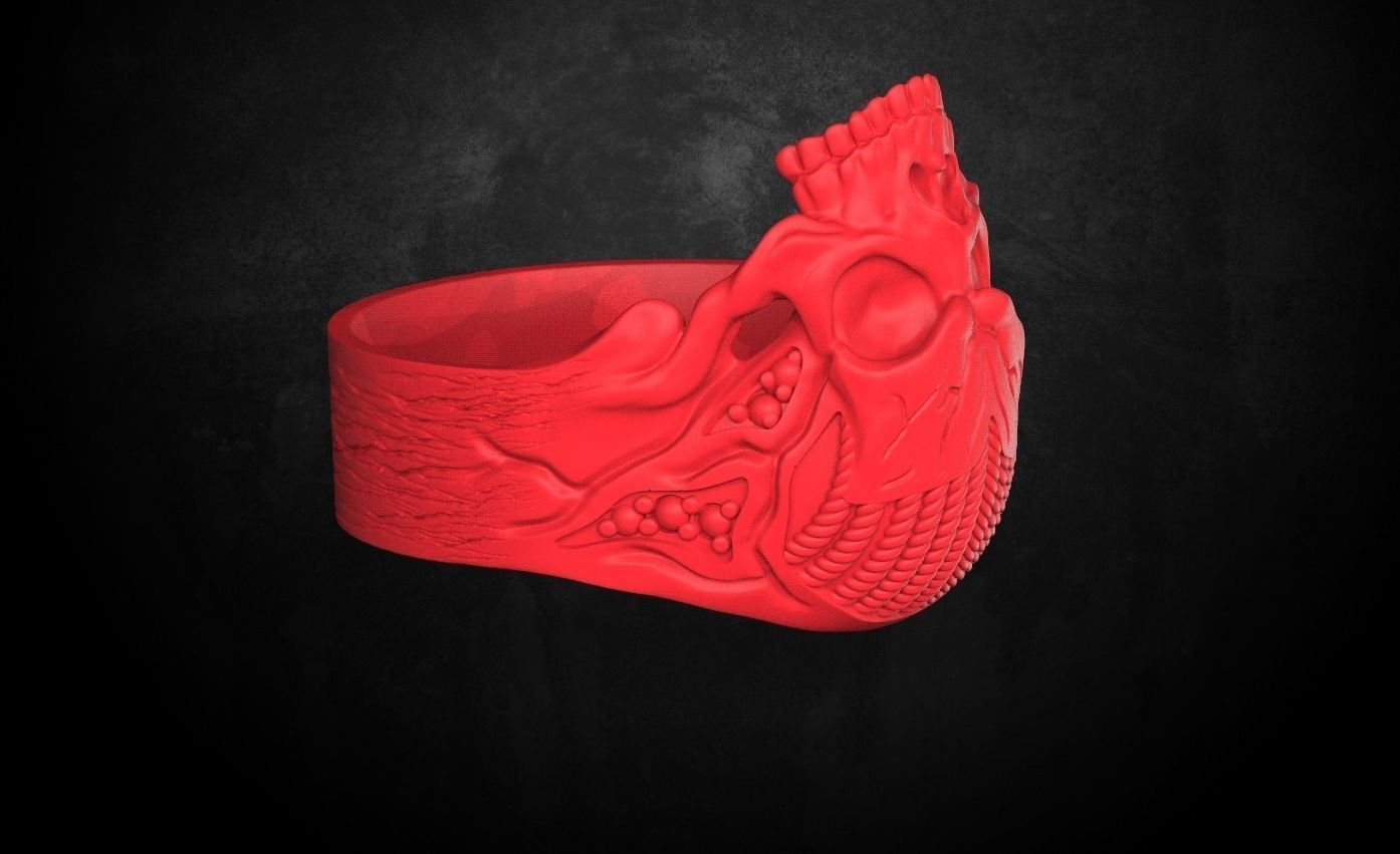 Ring for skull for bikers  78 3D print model_11