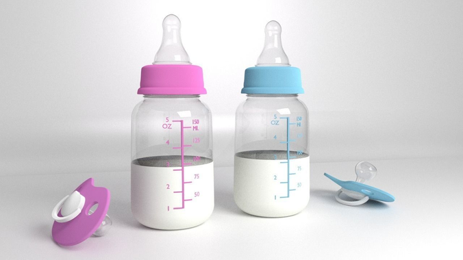 Babies Bottle and Dummy 3D model