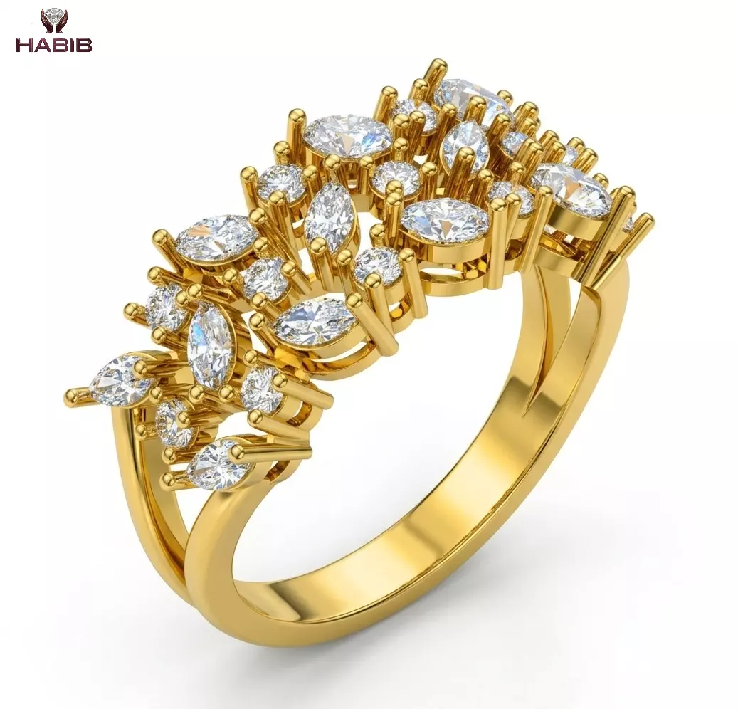 Luxury Floral Diamond Cluster Ring CAD Model 3D print model
