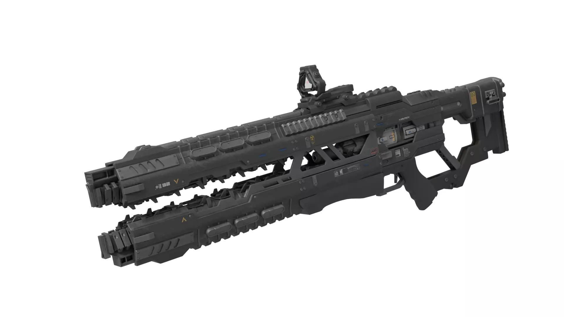 Twin-Rail Battle Rifle - Sci-Fi Weapon High Poly 4K PBR Low-poly 3D model