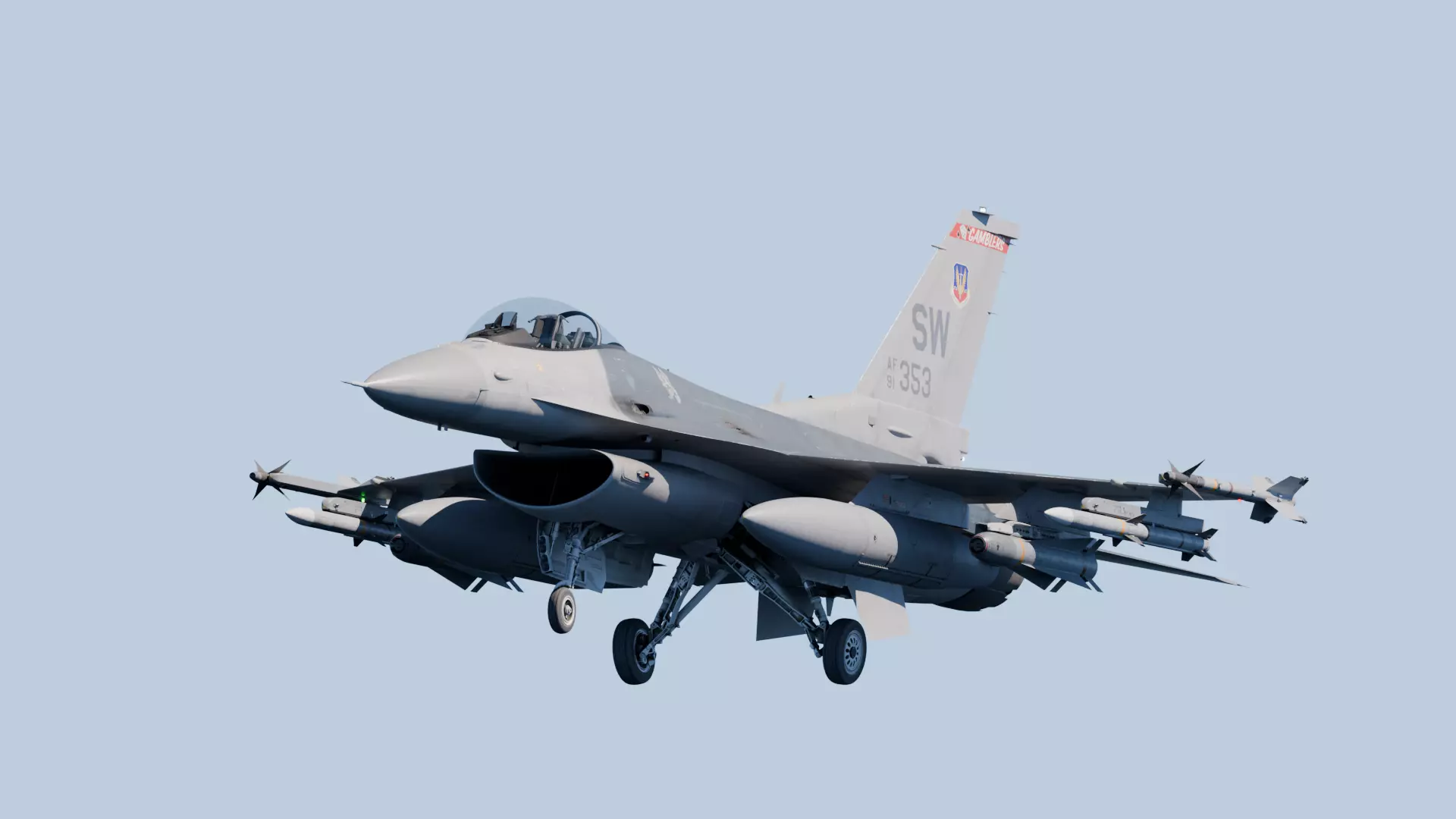 F-16C Rigged Animated With Detailed Cockpit Low-poly 3D model