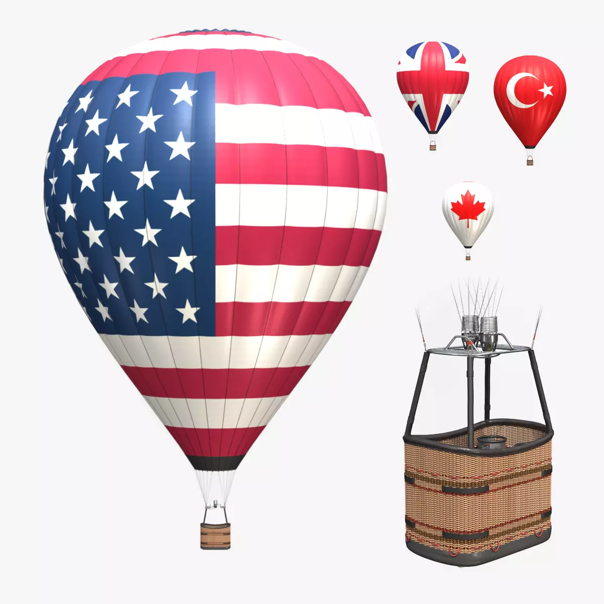 Hot Air Balloon - National Flags 3D model