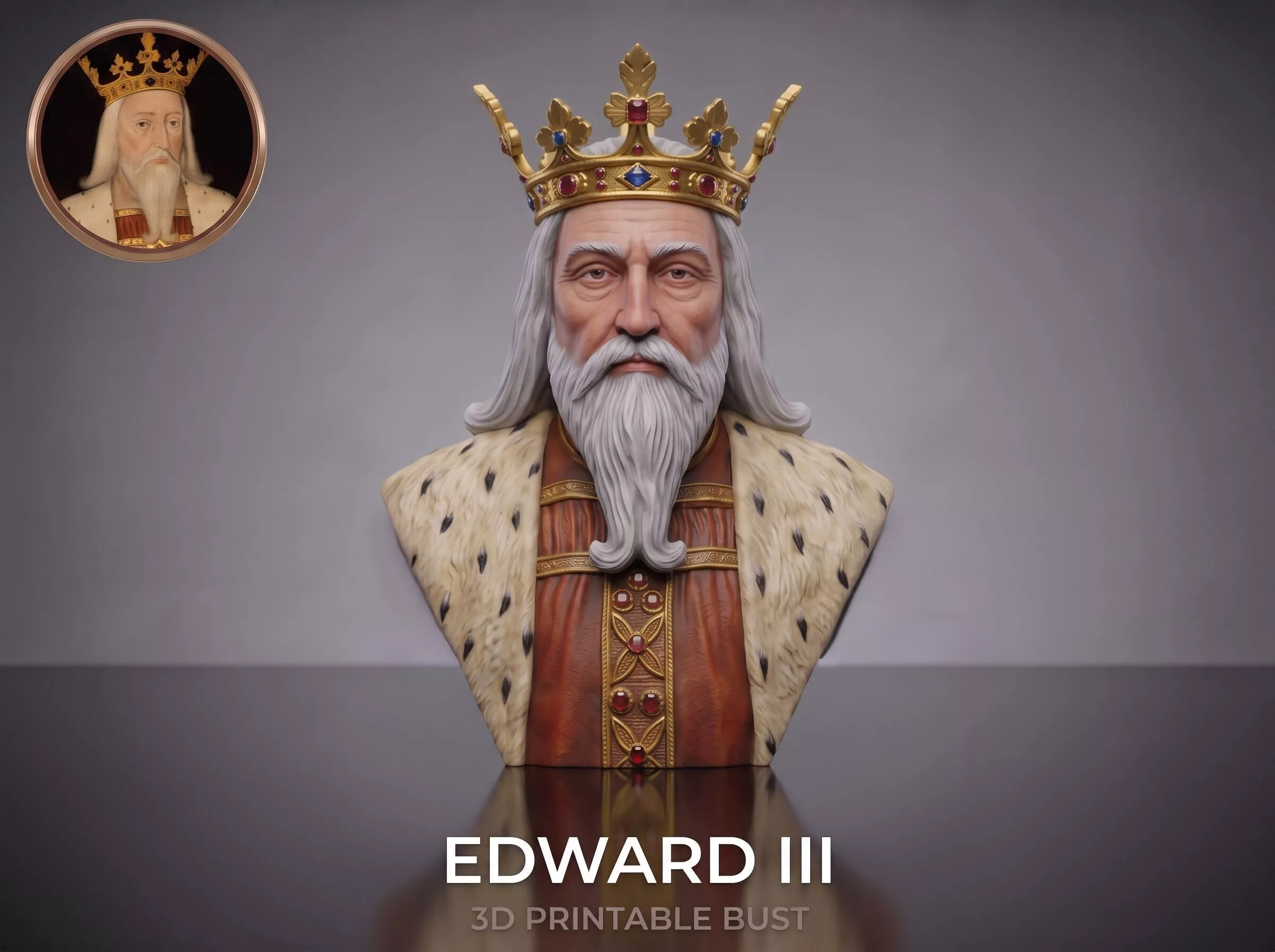 King Edward III 3D Printable Bust 3D print model