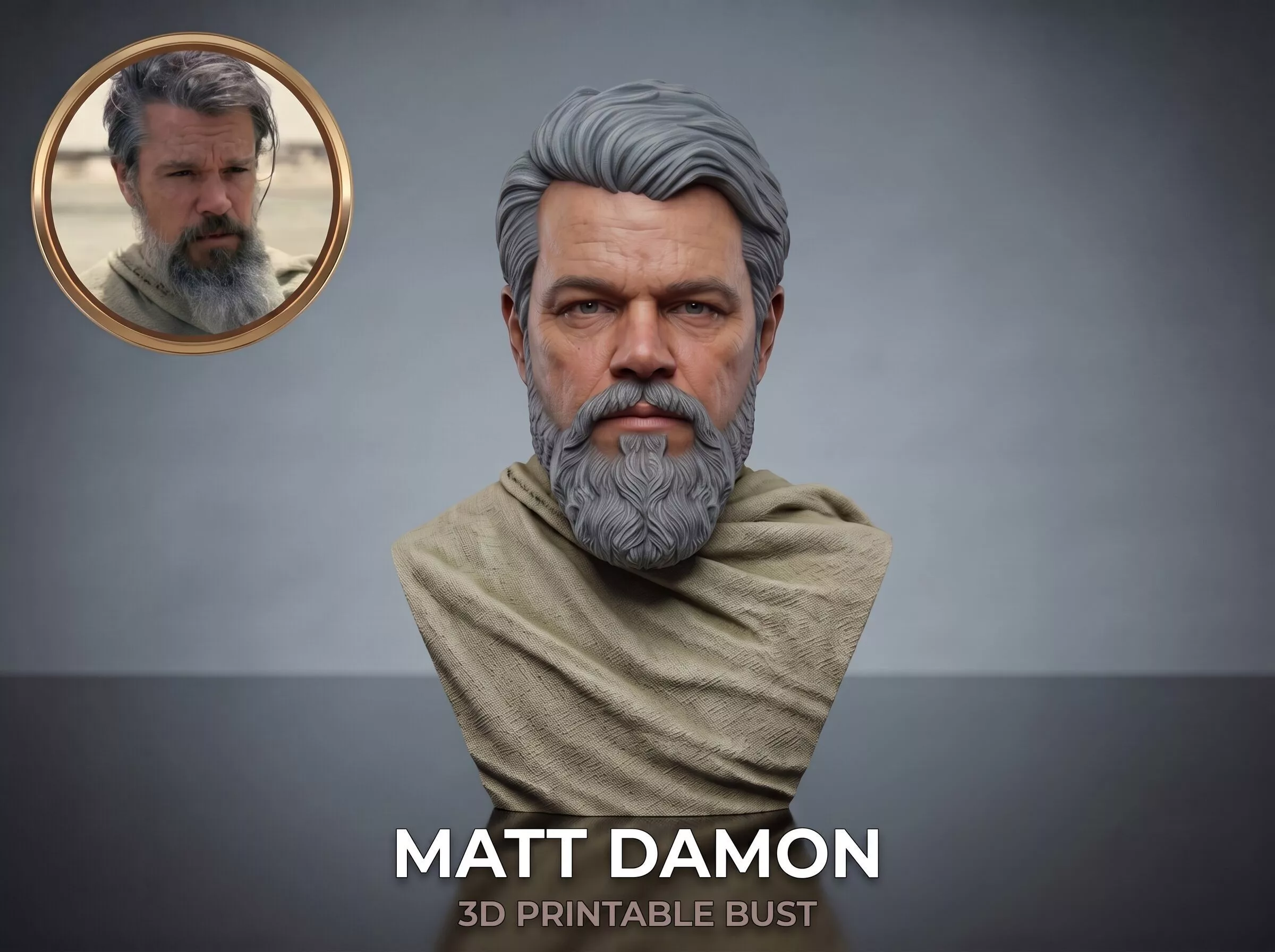 Matt Damon Odysseus from The Odyssey movie 3D Printable Bust 3D print model