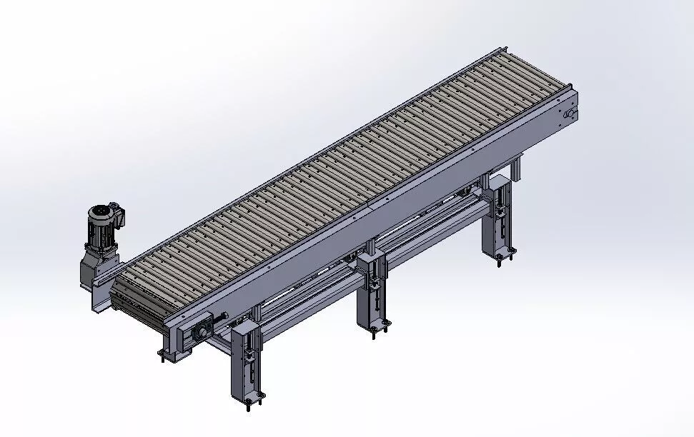 Heavy-Duty Industrial Slat Conveyor - ANSI 2122H Chain 3D model