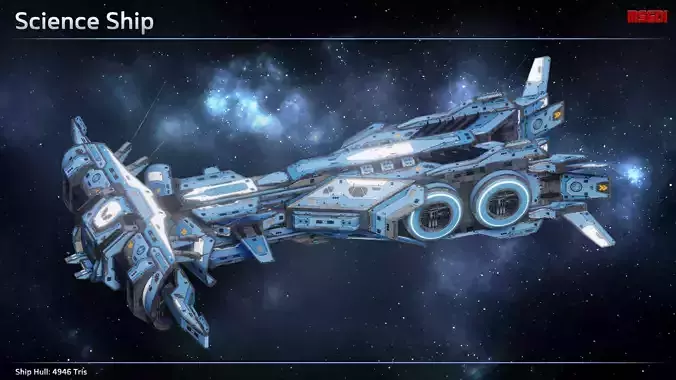Spaceship Science Ship Low-poly 3D model