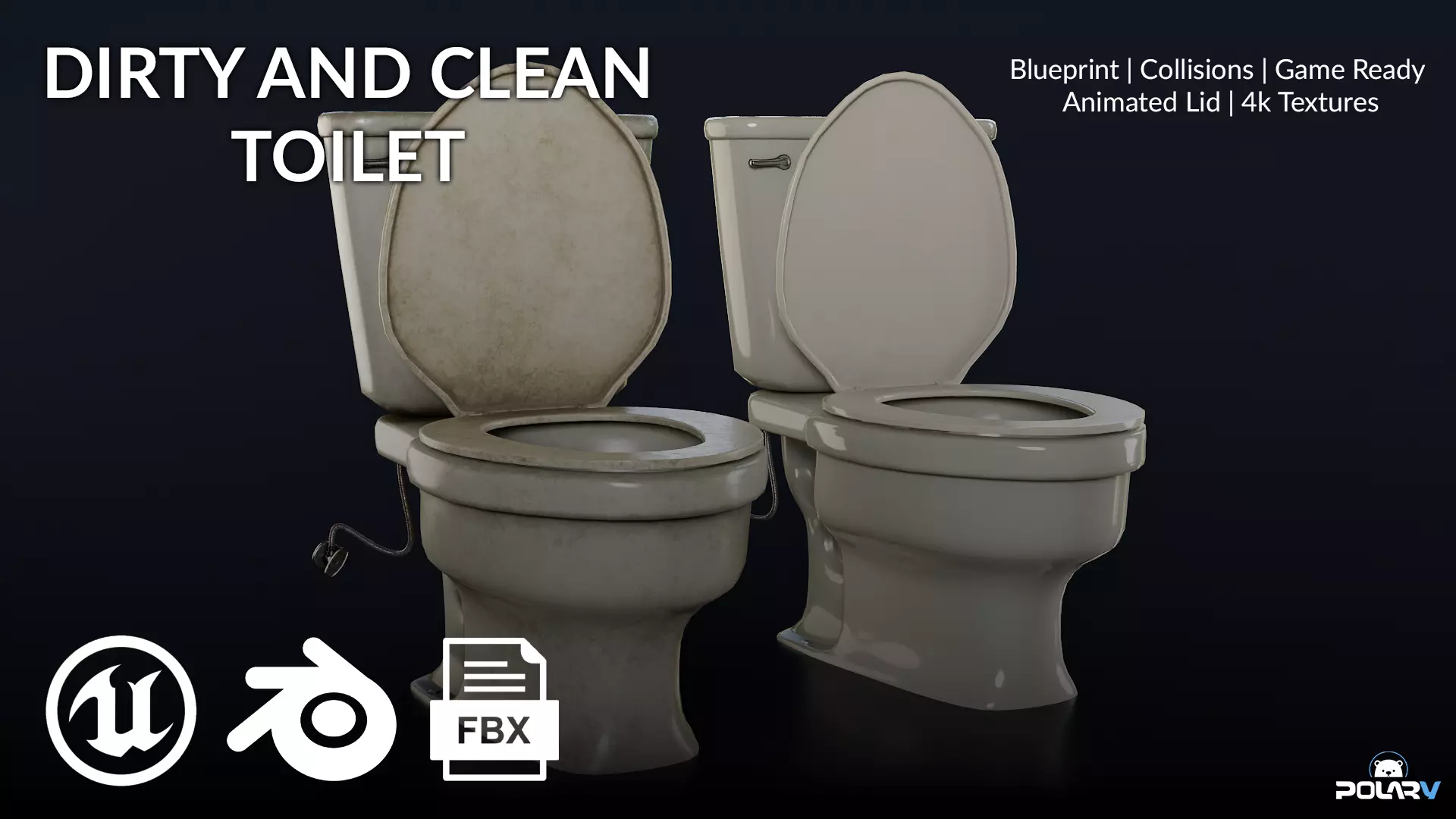 Toilet Dirty and Clean - Game Ready - Animated - Unreal Engine 5 3D model