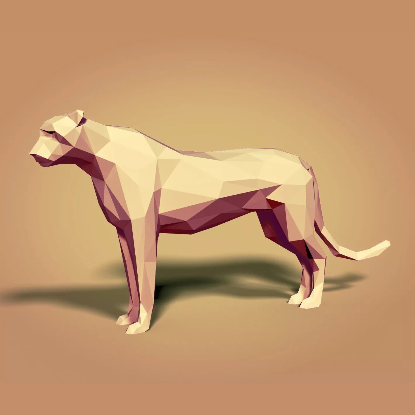 LowPoly - Polygonal Cheetah -- Panther Tiger Puma Leopard Low-poly 3D model