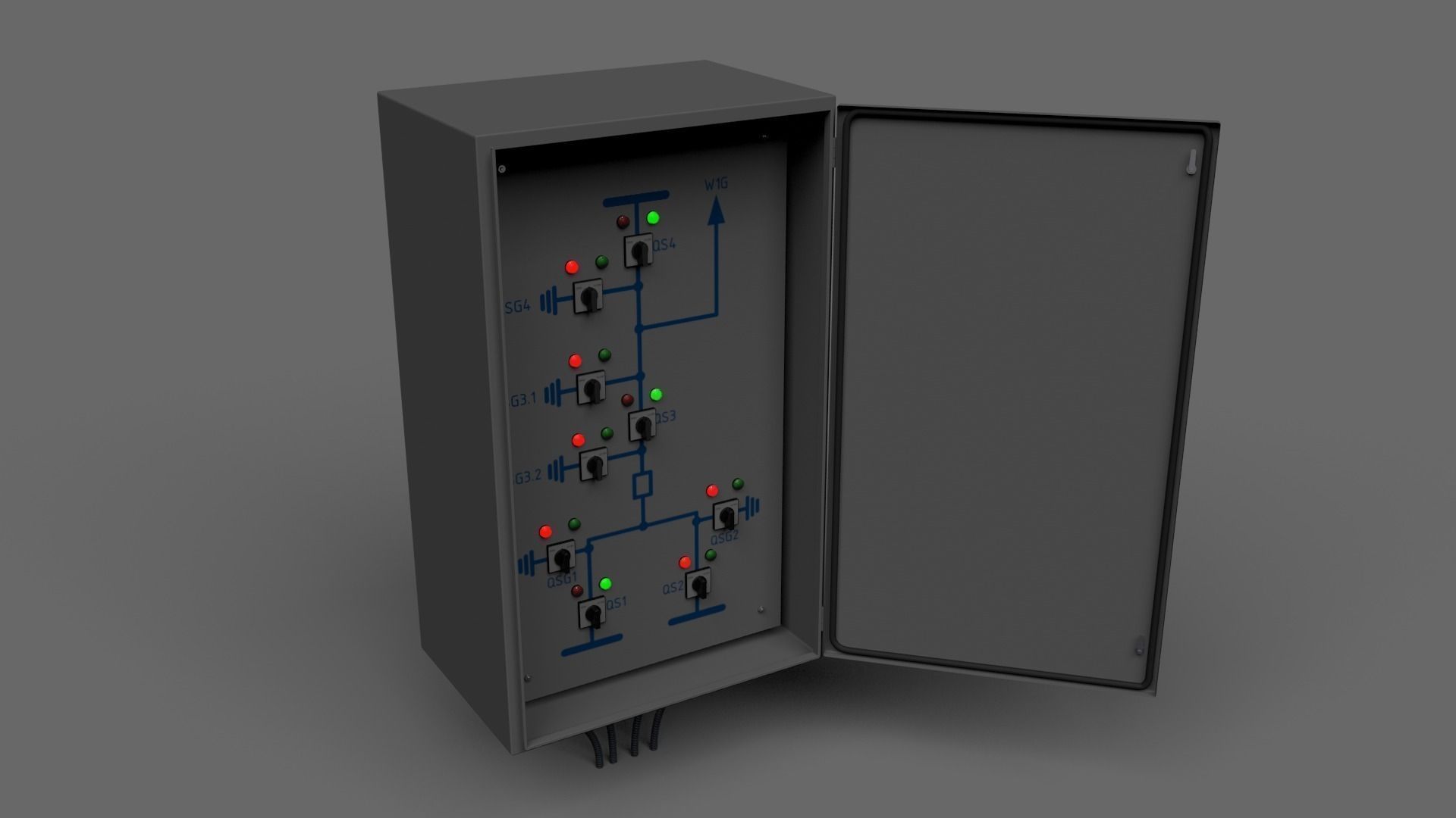 Disconnect switches remote control cabinet 3D model_2