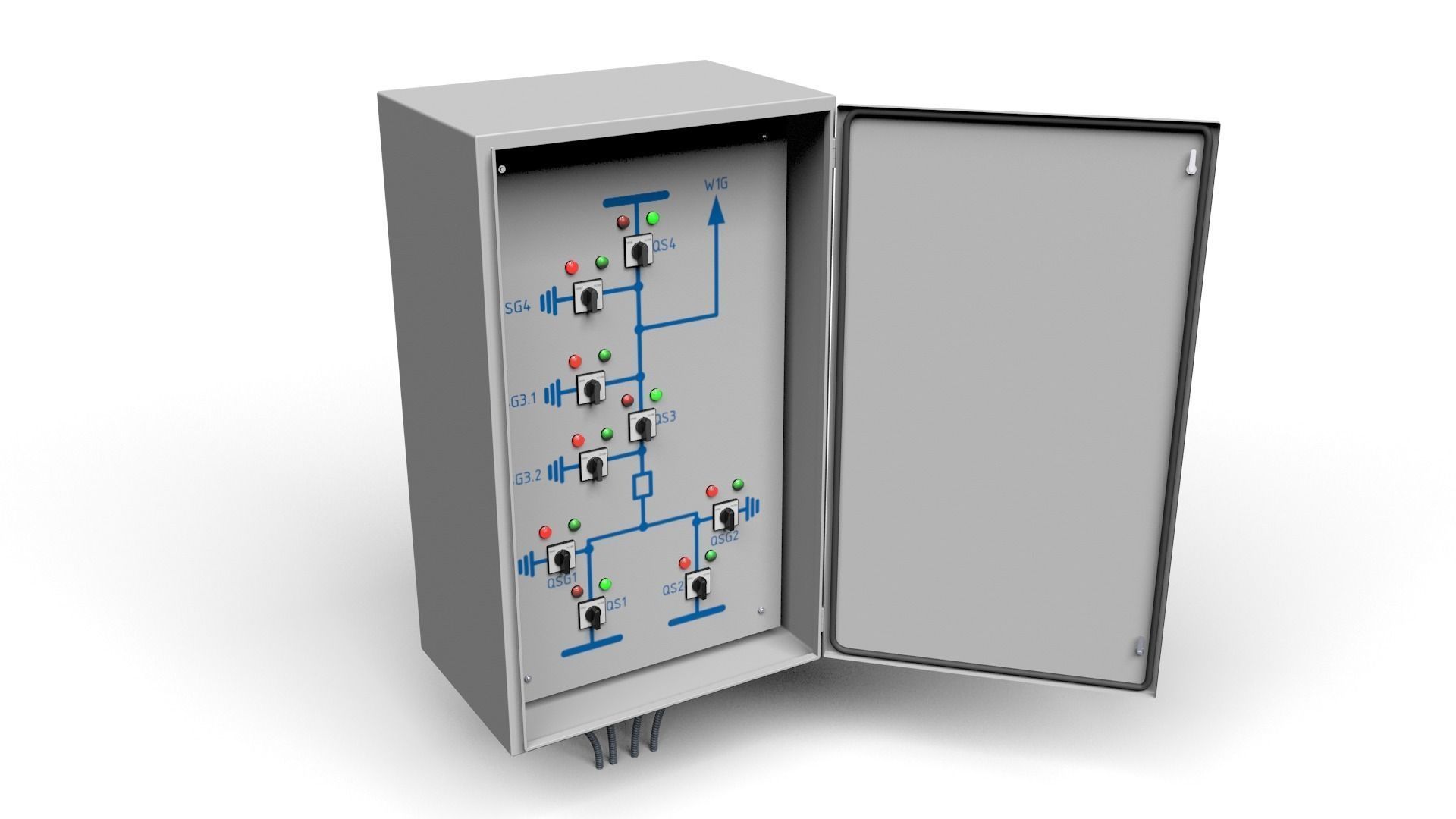 Disconnect switches remote control cabinet 3D model_1