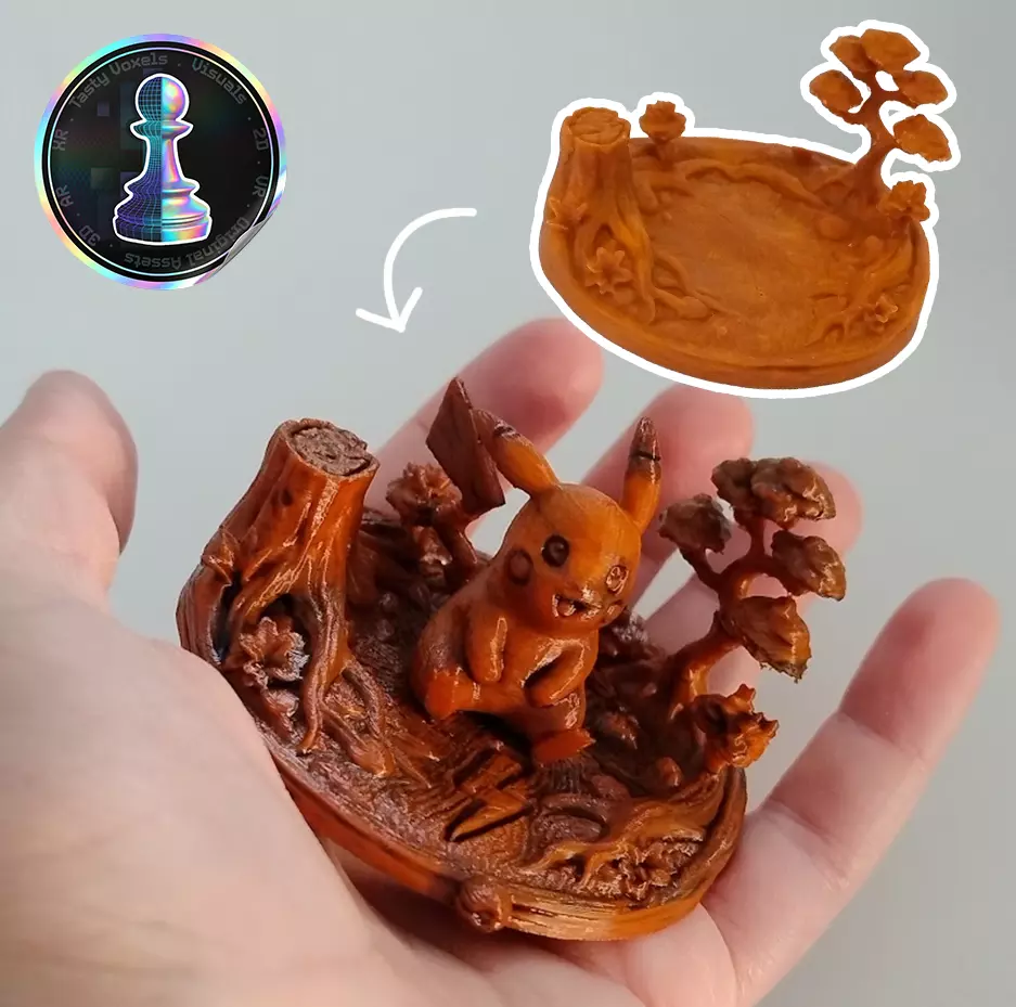 Bonsai Miniature Base with extra character sample 3D print model