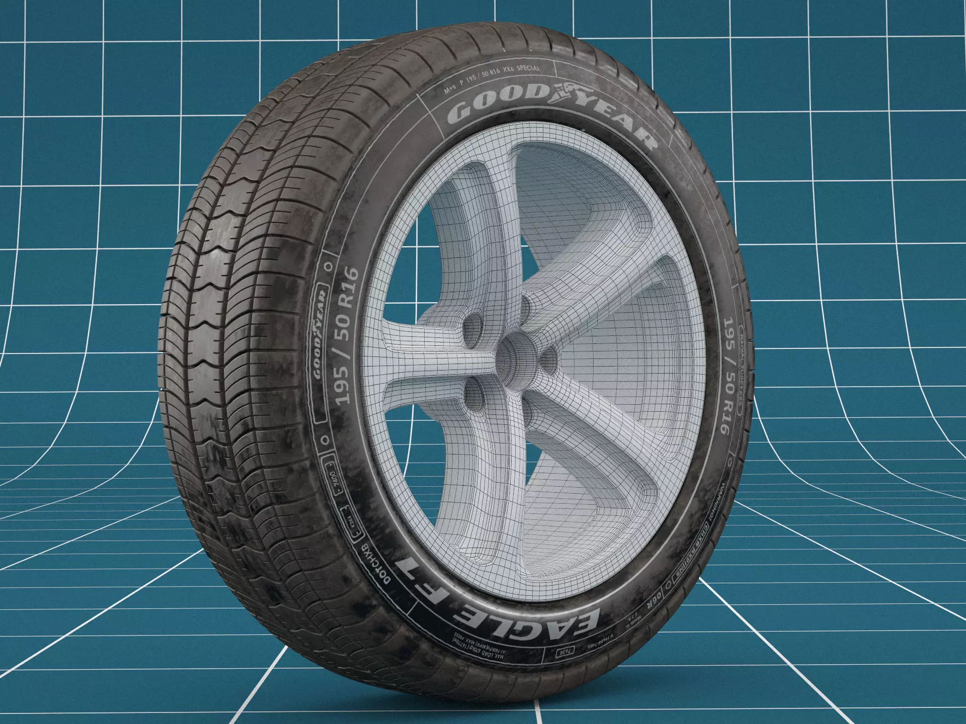 Car tire dirt 04 3D model_0