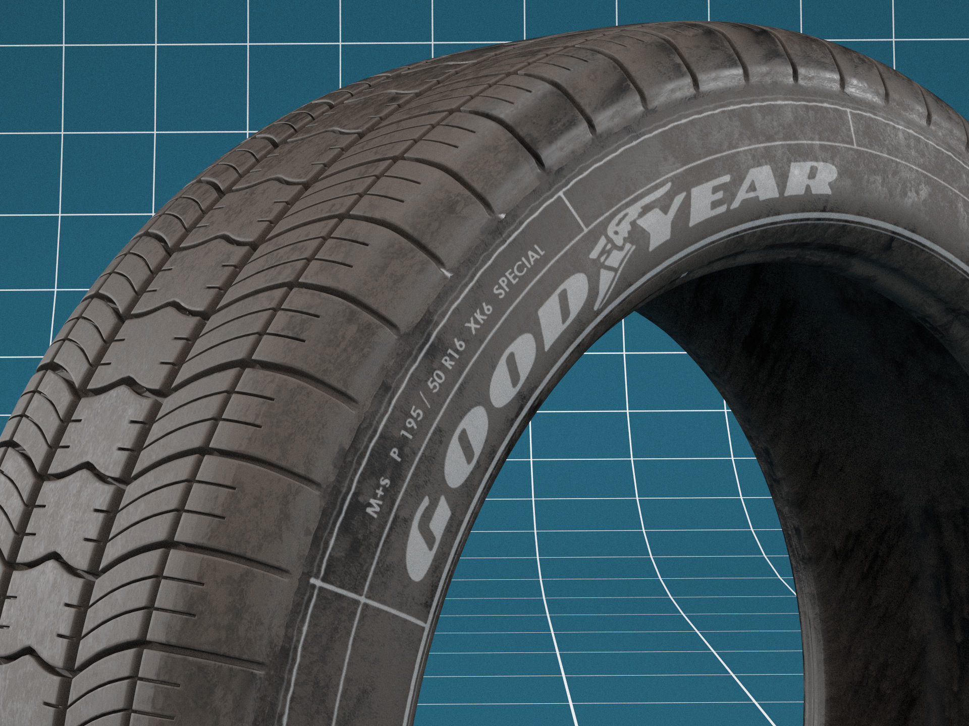 Car tire dirt 04 3D model_3