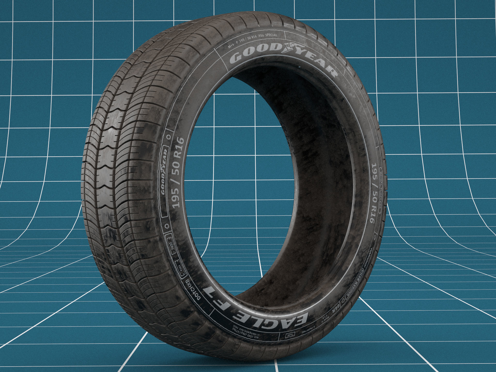 Car tire dirt 04 3D model_2