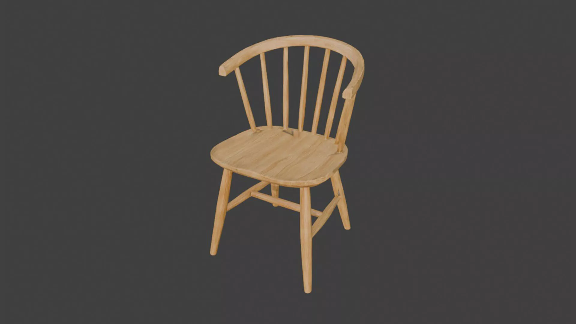 Windsor Spindle Back Wooden Chair - Realistic 3D Model 3D model