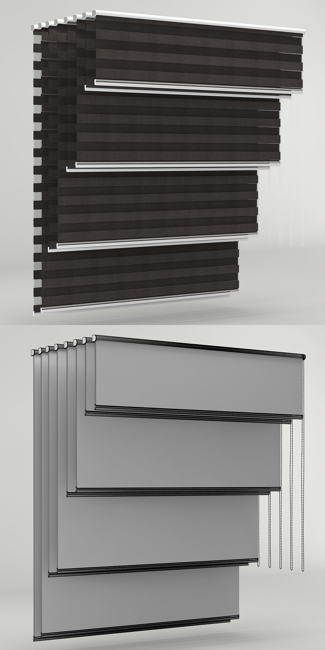 Blinds set of roller Low-poly 3D model_1