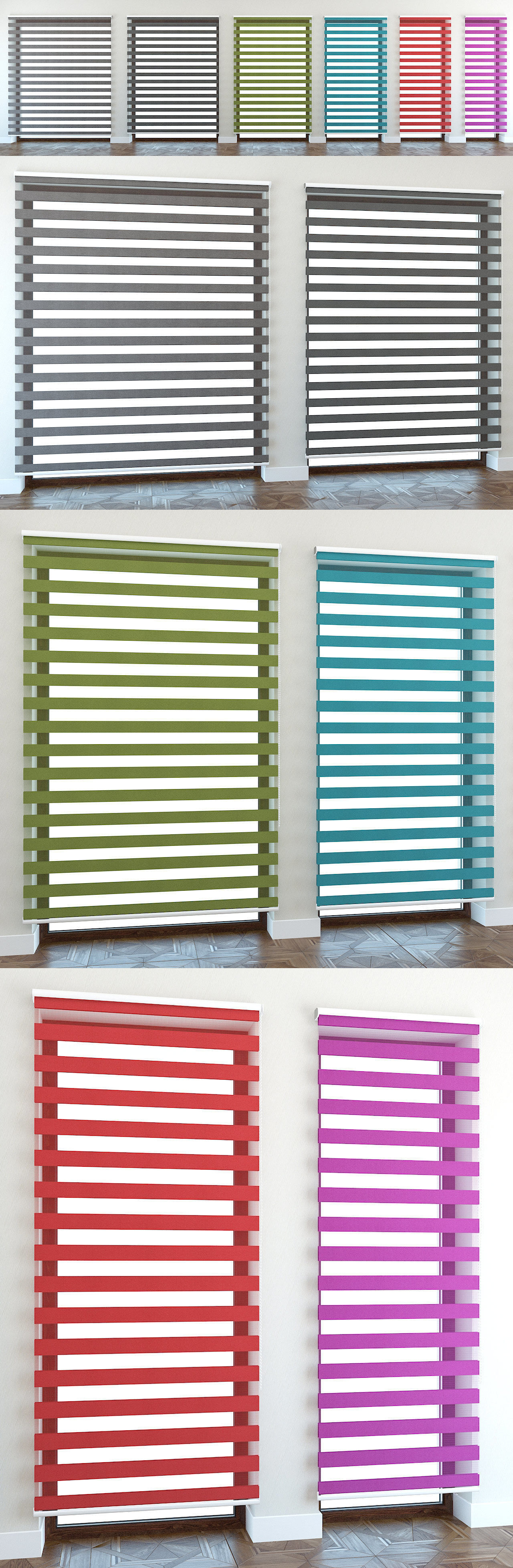 Blinds set of roller Low-poly 3D model_2