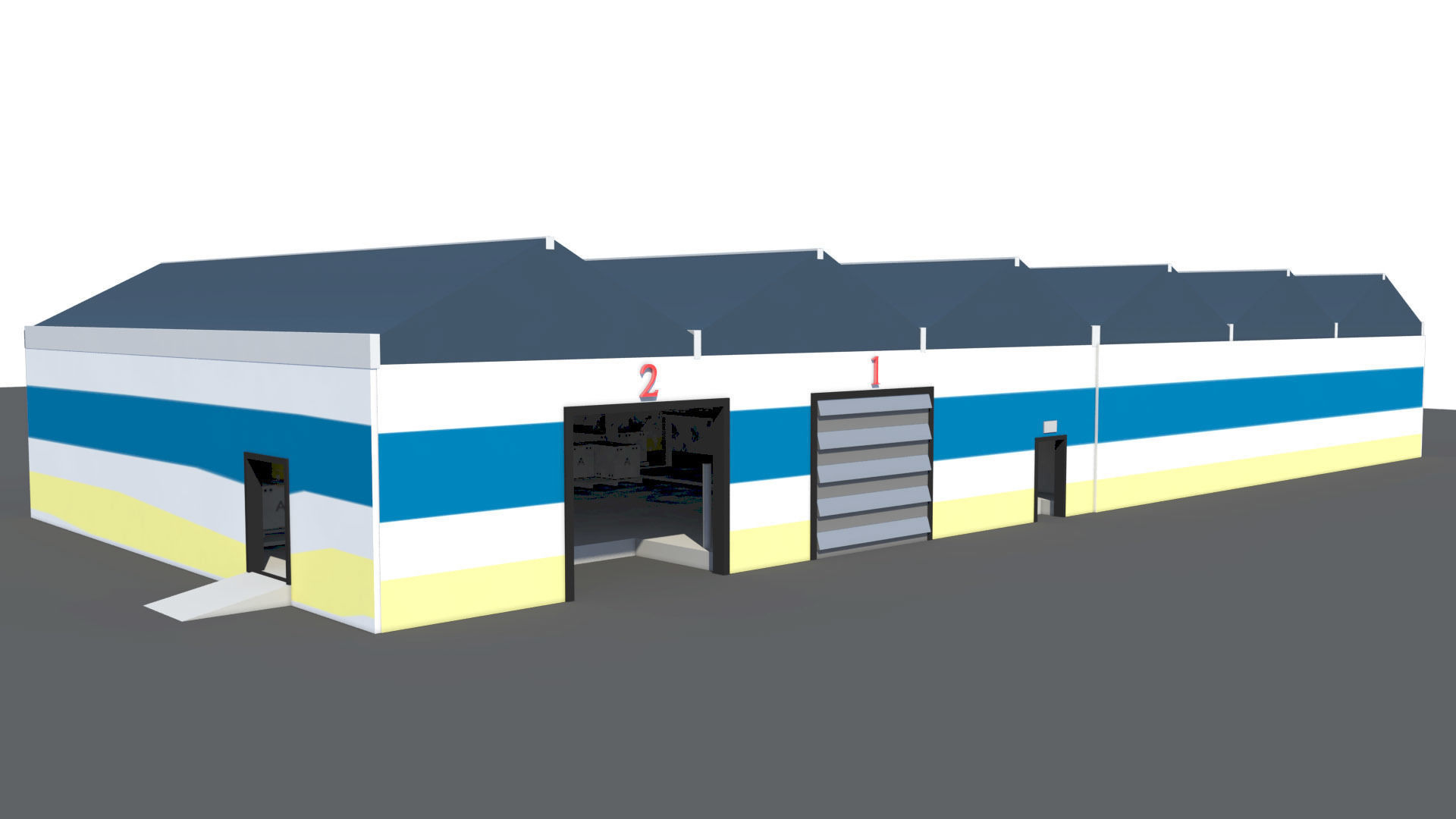 3D model Low Poly Warehouse with Forklift and Truck Low-poly 3D model_7