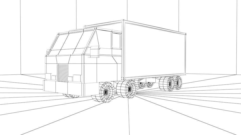 3D model Low Poly Warehouse with Forklift and Truck Low-poly 3D model_6