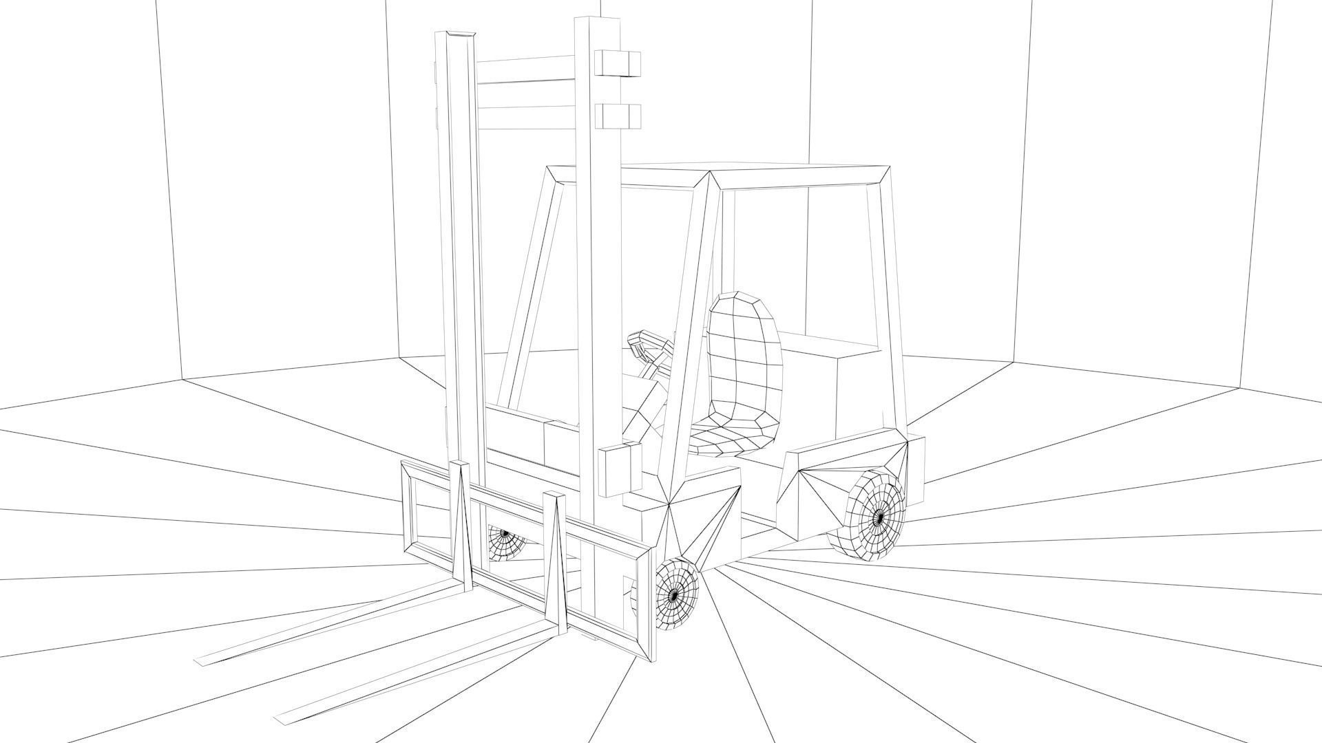 3D model Low Poly Warehouse with Forklift and Truck Low-poly 3D model_10