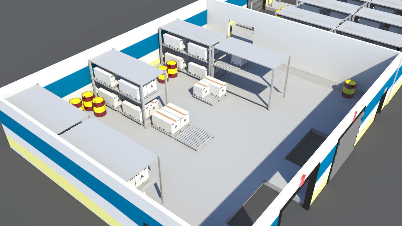 3D model Low Poly Warehouse with Forklift and Truck Low-poly 3D model_12