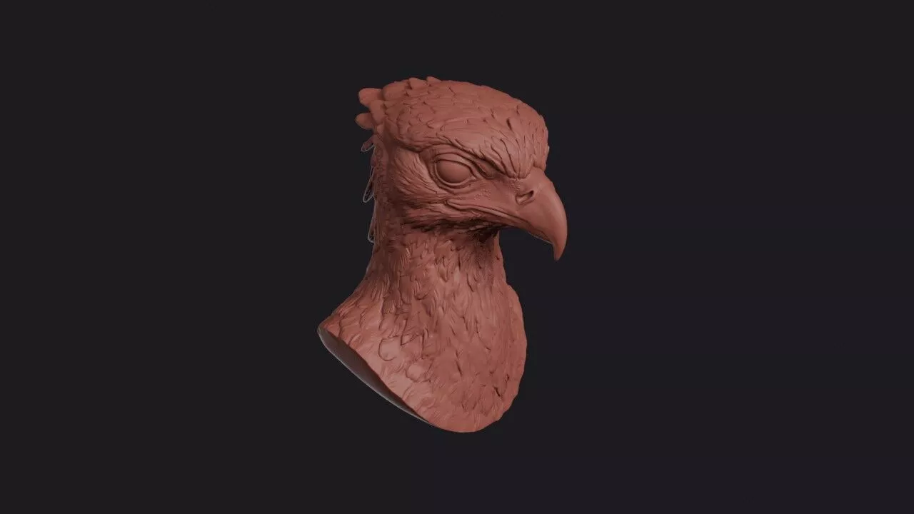 Secretary Bird Head 3D print model