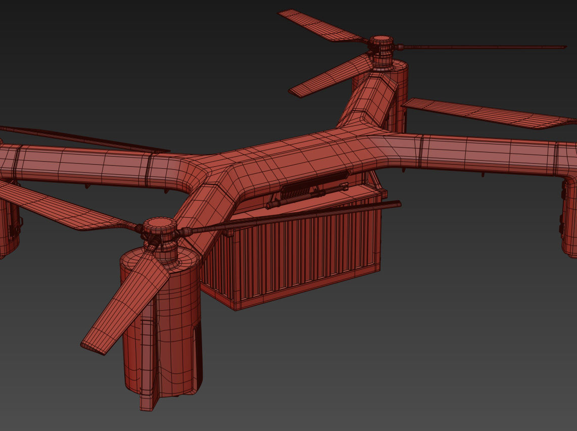 Cargo Quadrocopter  Dron Concept 3D model_12