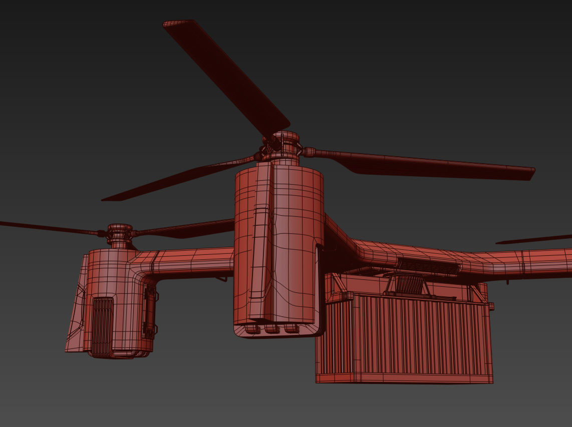 Cargo Quadrocopter  Dron Concept 3D model_10