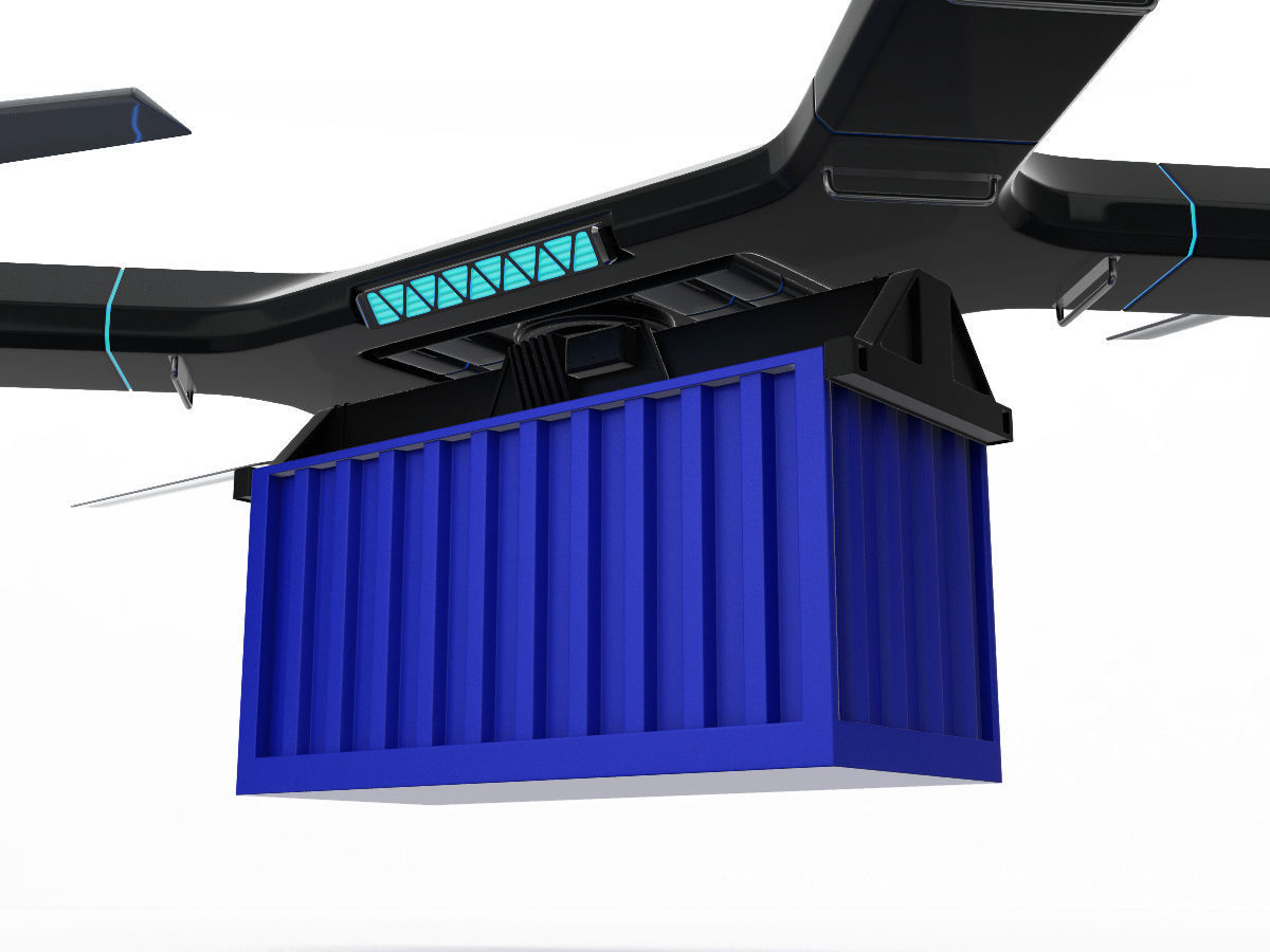 Cargo Quadrocopter  Dron Concept 3D model_7