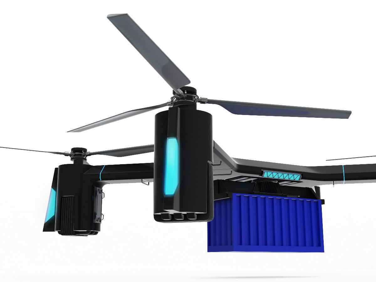 Cargo Quadrocopter  Dron Concept 3D model_3